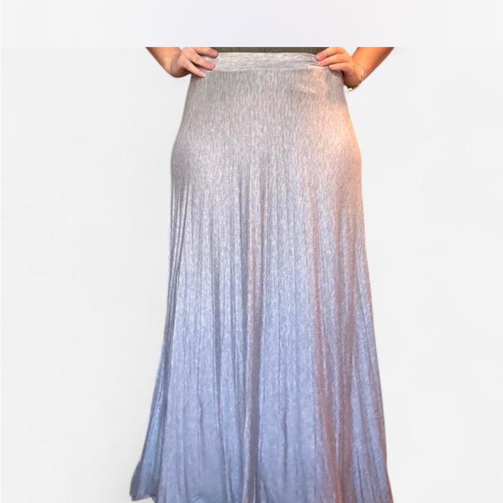 Kimchi Blue Shimmering Silver Maxi Skirt